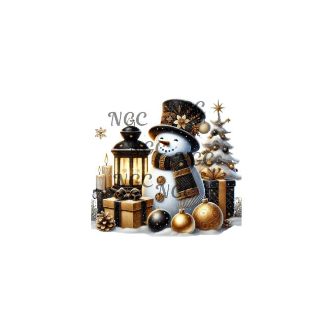 black gold snowman christmas1