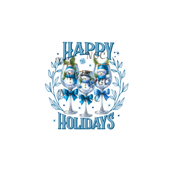 decal happy holidays snowmen