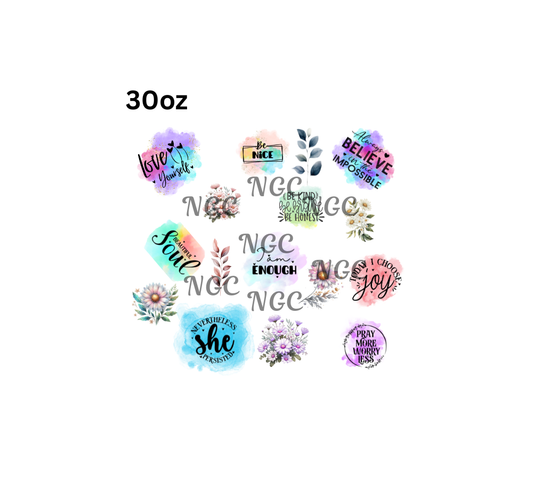 30oz motivational with daisies