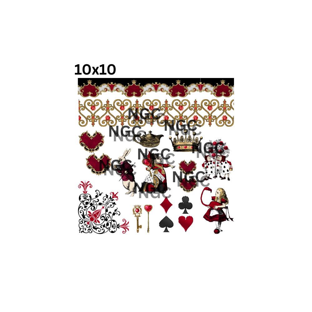 10x10 vintage alice elements