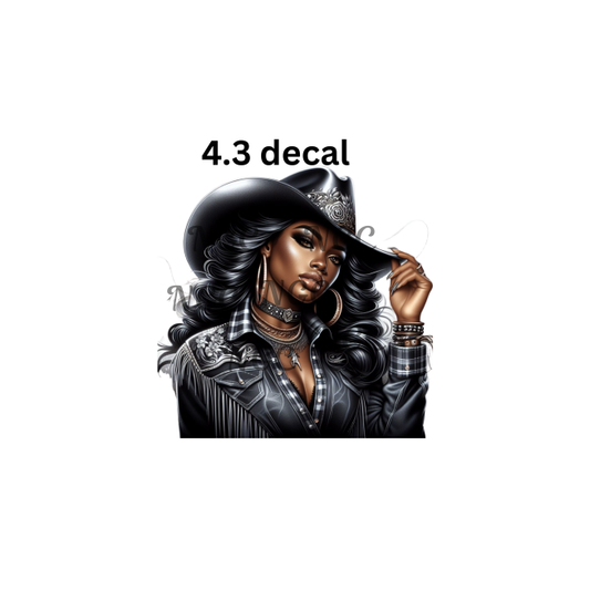 decal melanin cowgirl in black