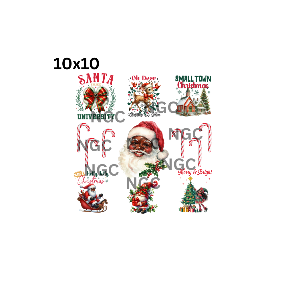 10x10 melanin santa christmas elements