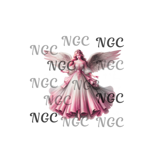 single decal angel in pink