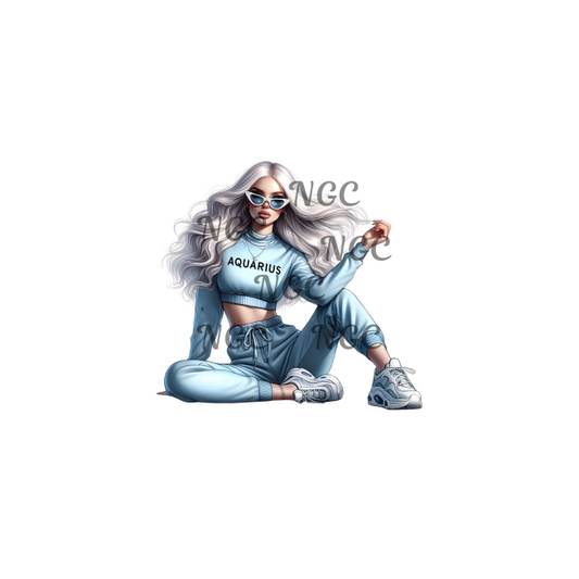 decal caucasian white woman zodiac aquarius