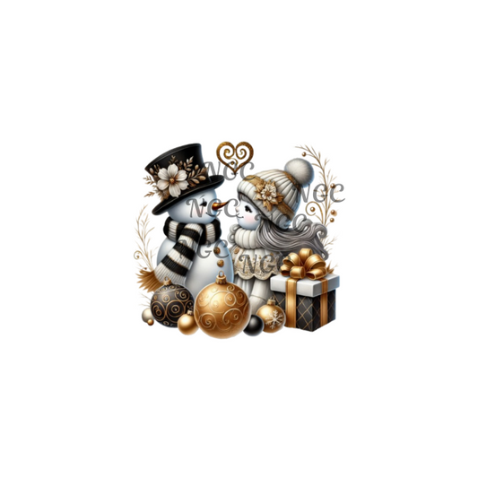 decal black gold snowman christmas6