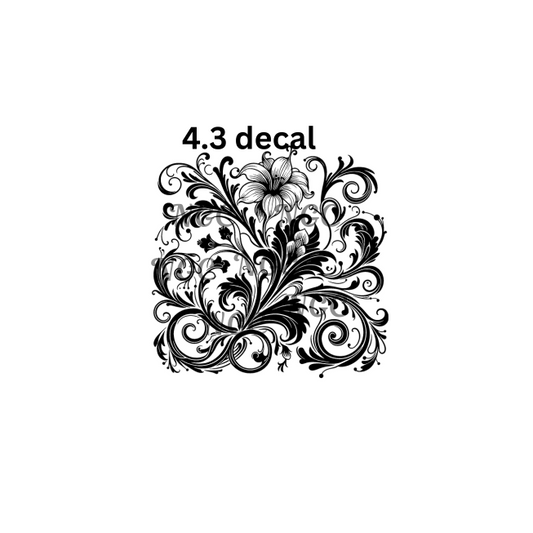 decal black scroll filigree with flower