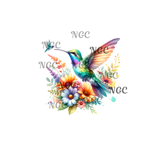 single decal hummingbird with green baby