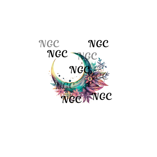 single decal teal celestial moon