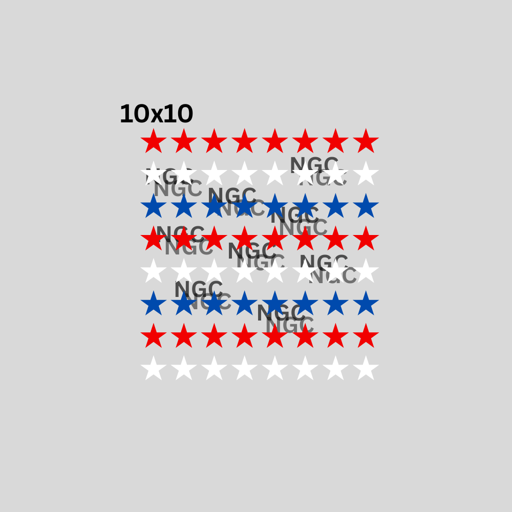 10x10 red white blue stars 1 inch