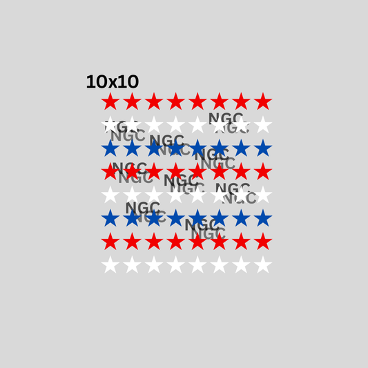 10x10 red white blue stars 1 inch