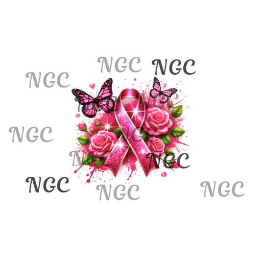 single decal awareness ribbon dark pink