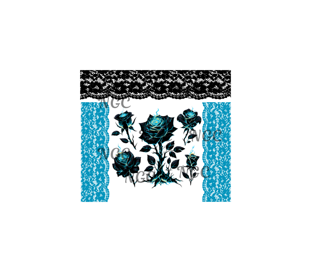 20oz teal roses and lace