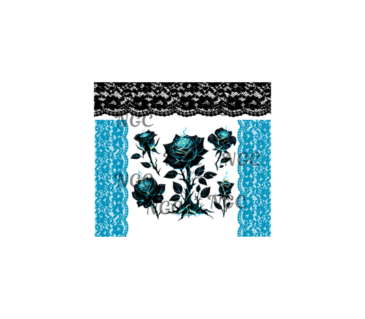 20oz teal roses and lace