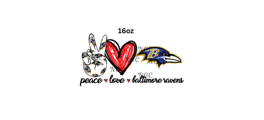 16oz peace love ravens