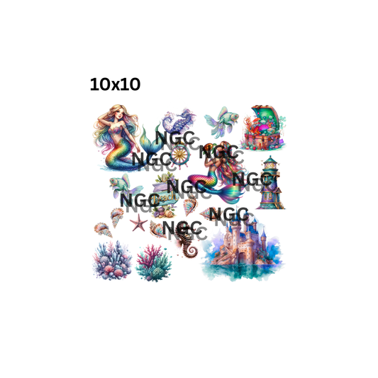 10x10 mermaids with sand castle