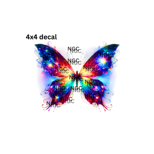 decal rainbow butterfly with starbursts