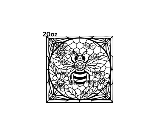 20oz bee stained glass outline
