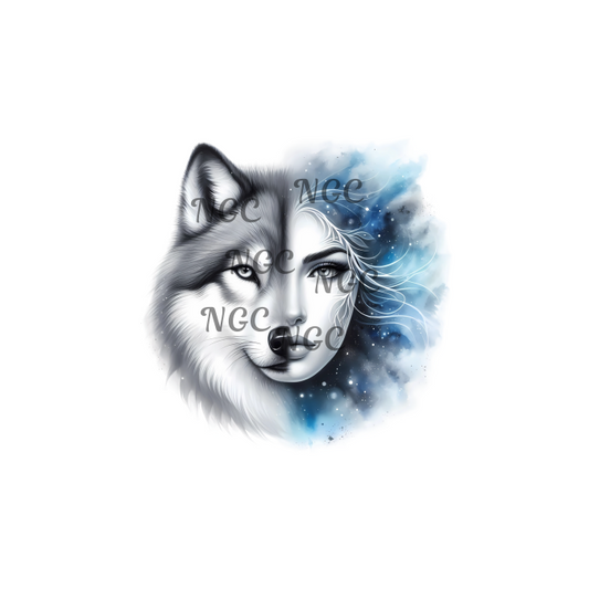 decal winter wolf woman