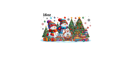 16oz christmas snowmen with presents