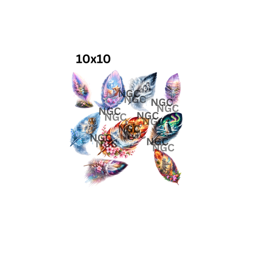 10x10 feathers with images