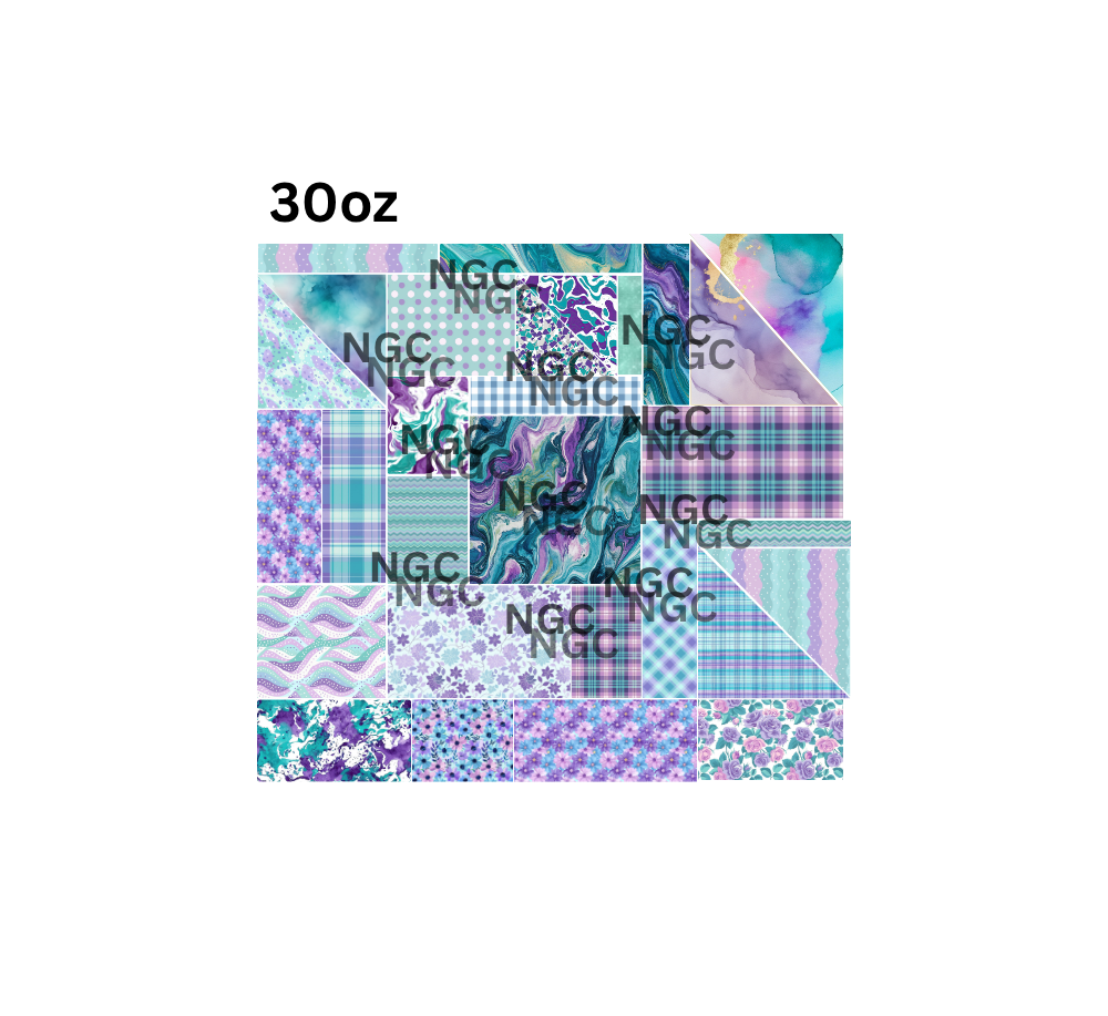 30oz teal & purple patchwork pre cut