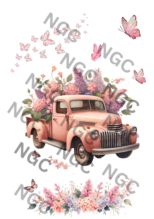 A5 Notebook old truck pink