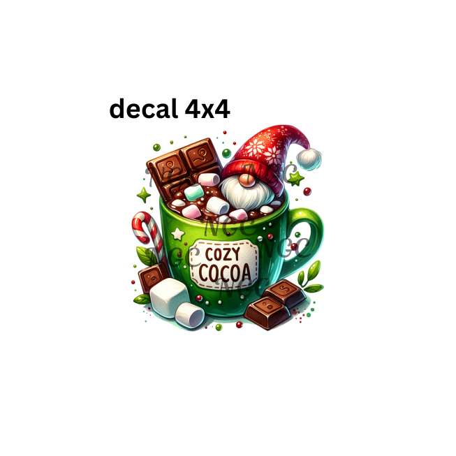 decal cozy cocoa christmas gnome