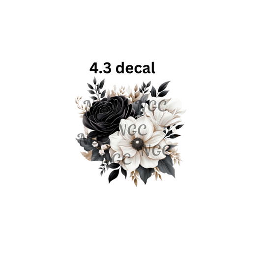 decal black white flowers