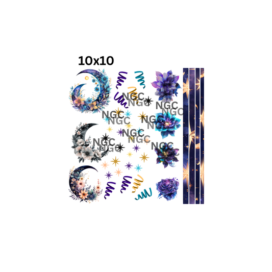 10x10 moons and flowers