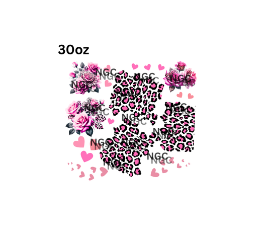 30oz valentine hearts roses leopard