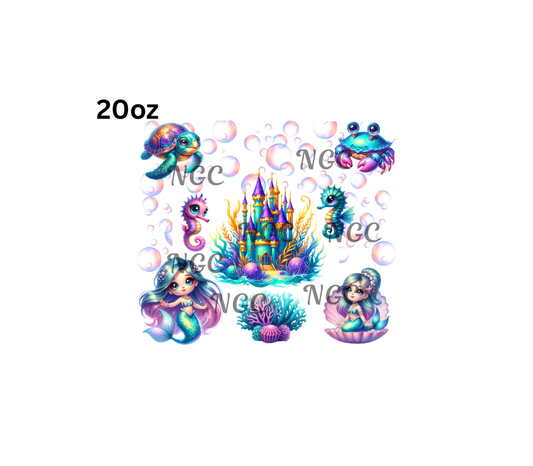 20oz mermaid castle with bubbles