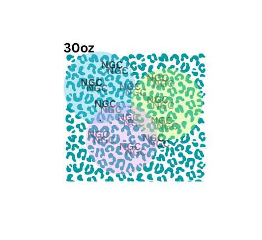 30oz teal leopard spots