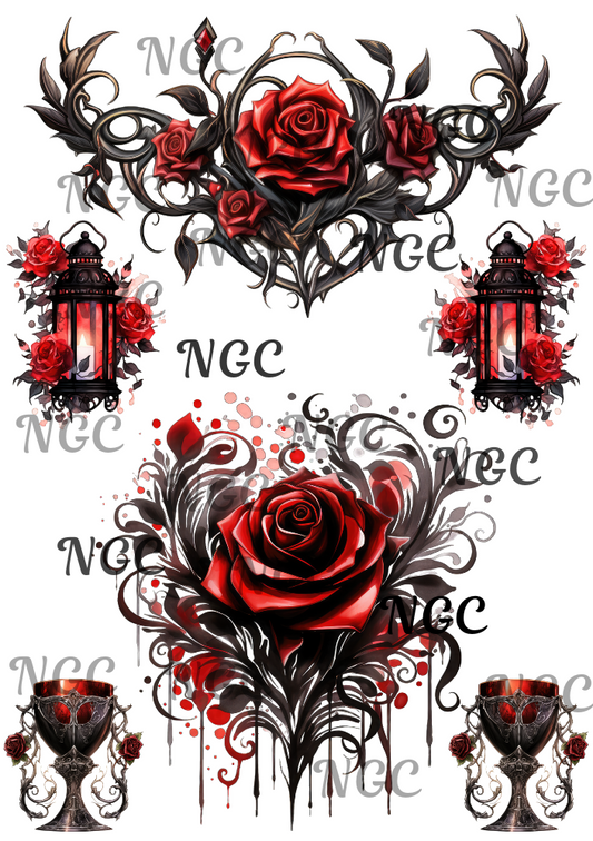 A5 Notebook Goth roses and lanterns