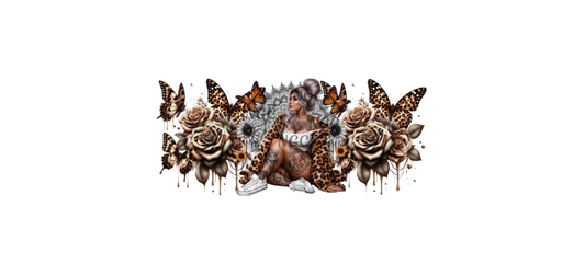 16oz tattoo girl & leopard butterfly