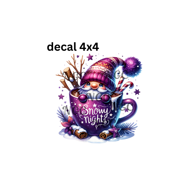 decal purple snowy nights gnome christmas