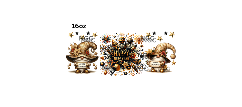 16oz gold black gold happy new year