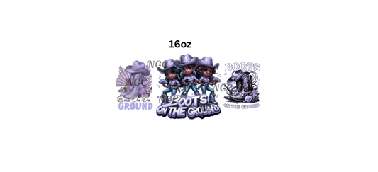 16oz lavendar melanin girls boots on the ground