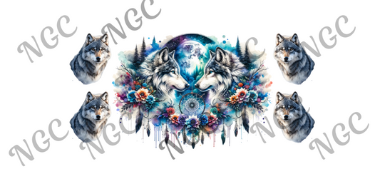 16oz wrap blue wolf dreamcatcher