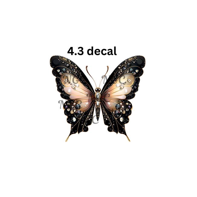 decal black brown gem butterfly