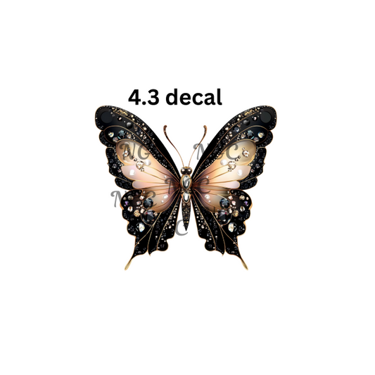 decal black brown gem butterfly