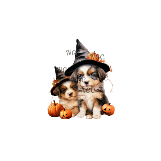 decal halloween puppies blue eyes