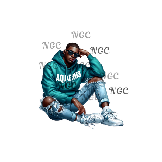 single decal mens zodiac Aquarius