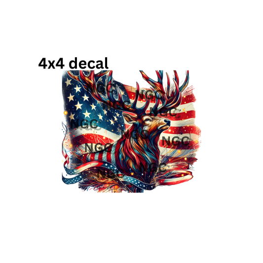 decal deer with flag
