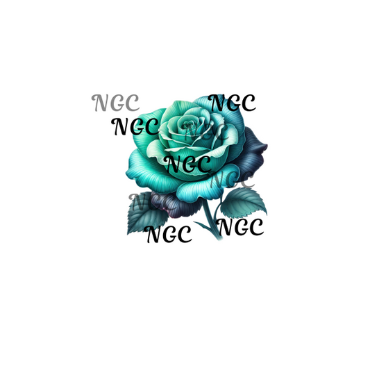 single decal teal rose
