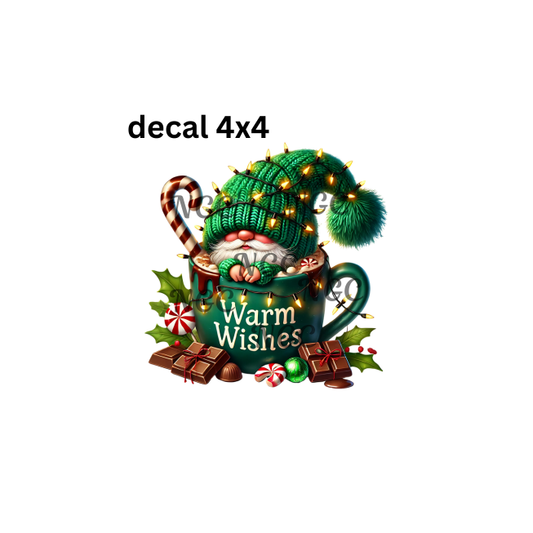 decal green warm wishes christmas gnome