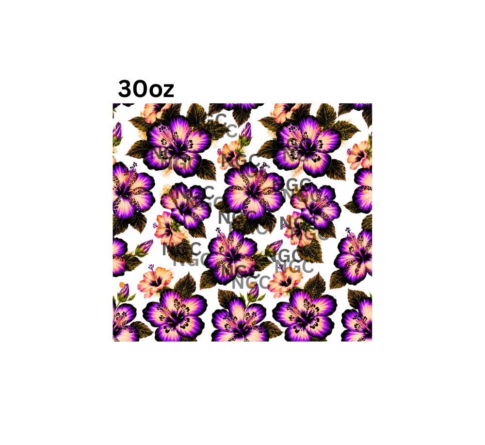 30oz purple pink hibiscus