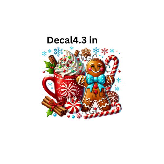decal gingerbreadman with cocoa
