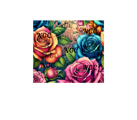 20oz wrap colorful roses