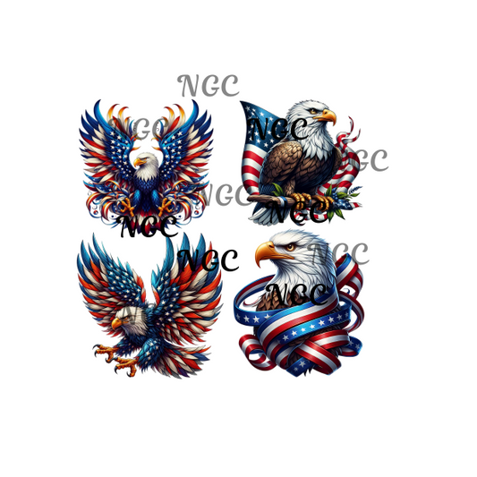 single decal four patriotic eagles