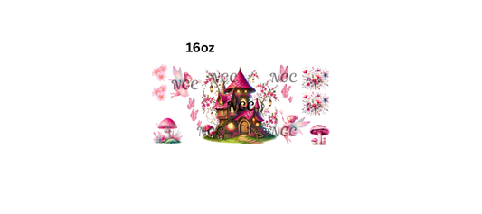 16oz pink fairy house